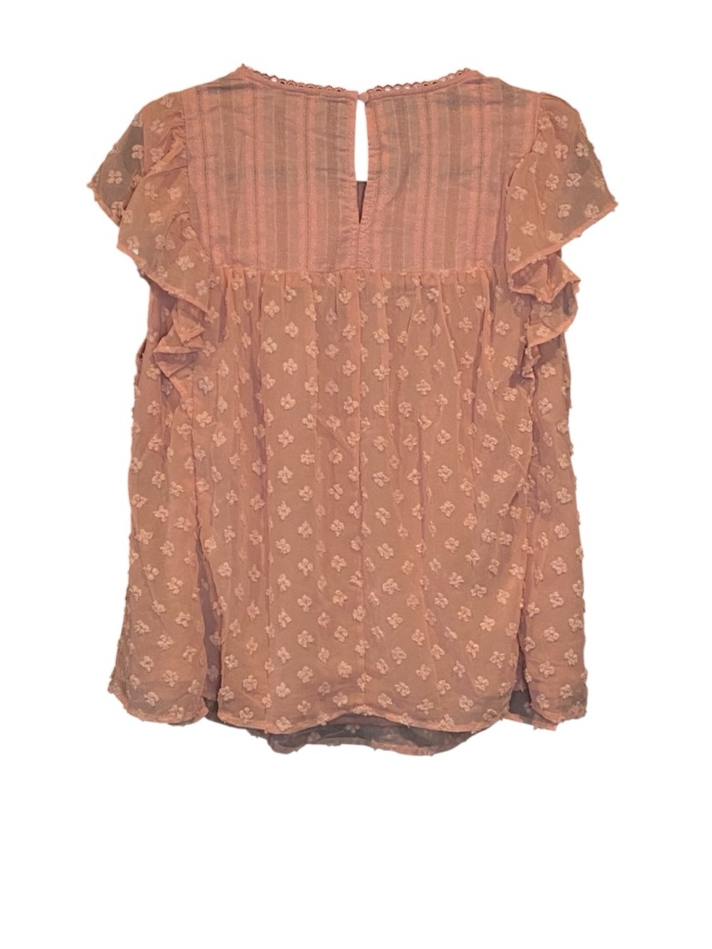 Umgee Boutique Style Swiss Dot Ruffle Blouse Womens Size Large NWT Peach Pink - Picture 2 of 8